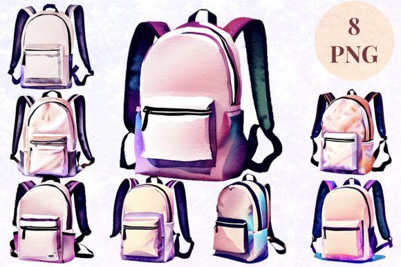 Download Backpack Watercolor 4 Clipart PNG - Premium Bundle