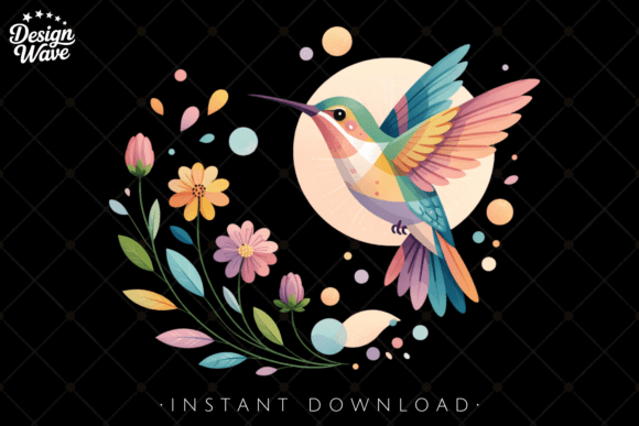 Download Boho Nature Illustration Hummingbird PNG - Boho Collection