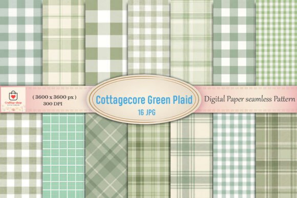 Download Cottagecore Green Plaid Digital Paper Bu - Digital paper Collection