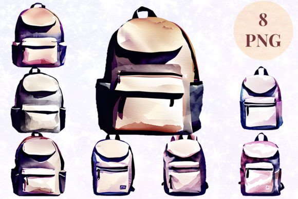 Download Backpack Watercolor 13 Clipart PNG - Backpack watercolor Collection