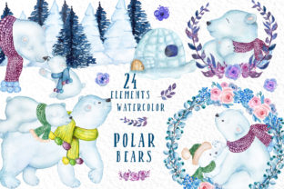 Download 24 Watercolor Winter Animals - Winter animals Collection