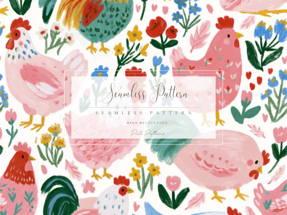 Download Whimsical Chicken Seamless Pattern PNG - Seamless pattern Collection