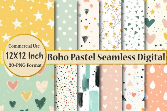 Download Boho Pastel Seamless Digital Paper - Boho Collection