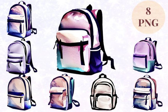 Download Backpack Watercolor 5 Clipart PNG - Premium Resources
