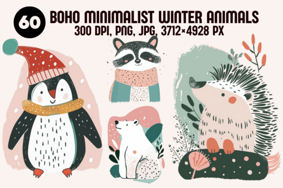 Download Boho Minimalist Winter Animals - Boho Collection