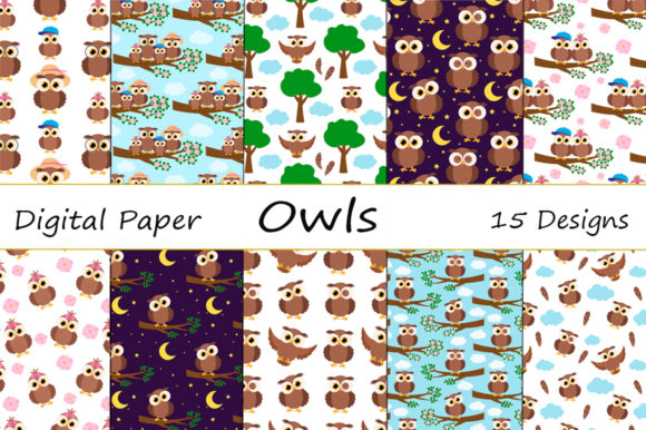 Download Set Seamless Patterns Cute Owl Vector - Seamless pattern Collection