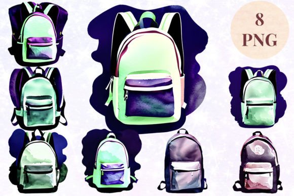 Download Backpack Watercolor 7 Clipart PNG - Backpack watercolor Collection
