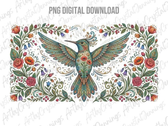 Download Floral Boho Folk Art Hummingbird PNG - Boho Collection