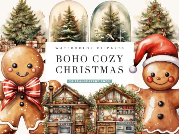 Download Boho Cozy Christmas Clipart Bundle - Boho Collection