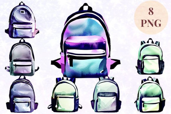 Download Backpack Watercolor 17 Clipart PNG - Backpack watercolor Collection