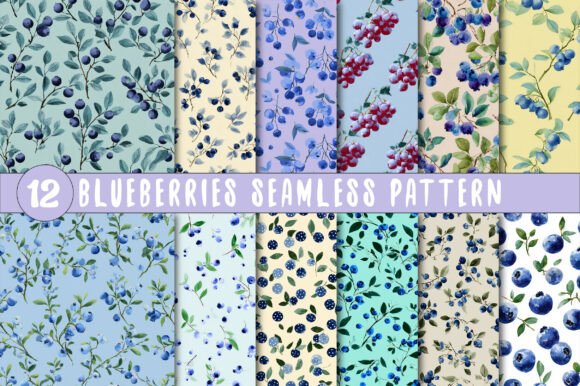Download Blueberries Seamless Pattern - Seamless pattern Collection