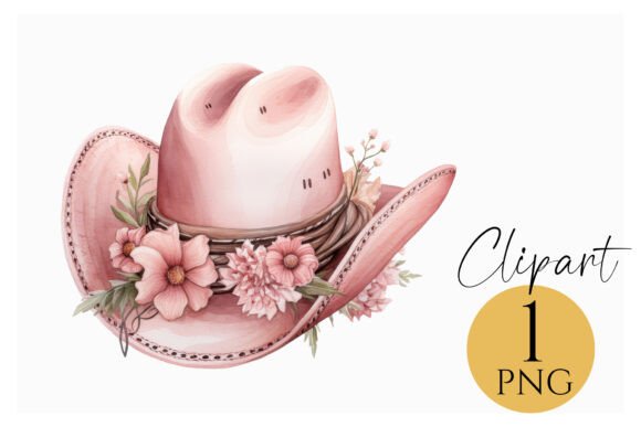 Download Boho Pink Floral Cowboy Hat Clipart PNG - Boho Collection