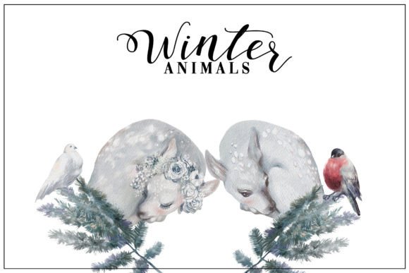 Download Winter Animals, Watercolor Cliparts Pack - Winter animals Collection