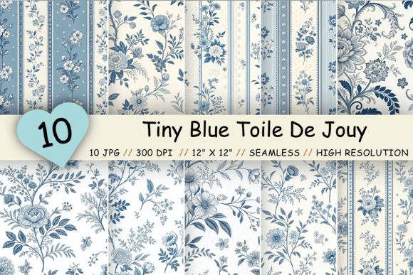 Download Tiny Blue Toile De Jouy Seamless Pattern - Premium Resources