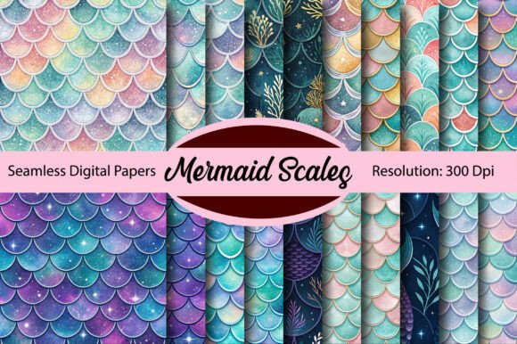 Download Mermaid Scales Seamless Digital Paper - Digital paper Collection