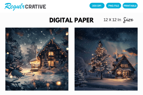 Download Watercolor Christmas Home Digital Paper - Digital paper Collection
